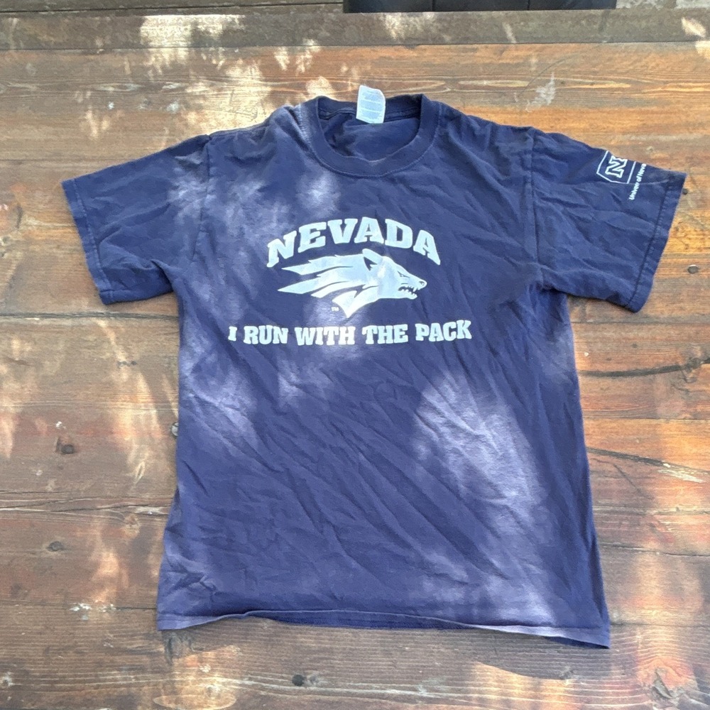 Port & Company Nevada Wolf Pack "I Run With The Pack" Blue T-Shirt Size S